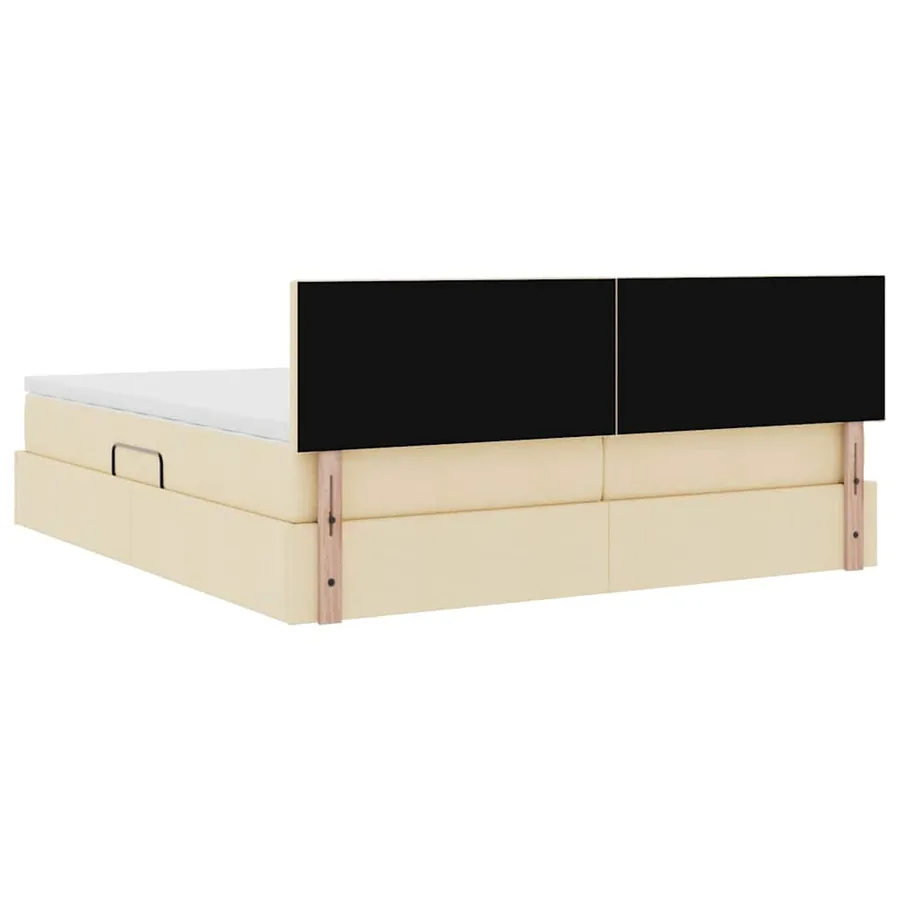 Lit de Rangement Crème 200 x 200 cm Cuir synthétique - 12
