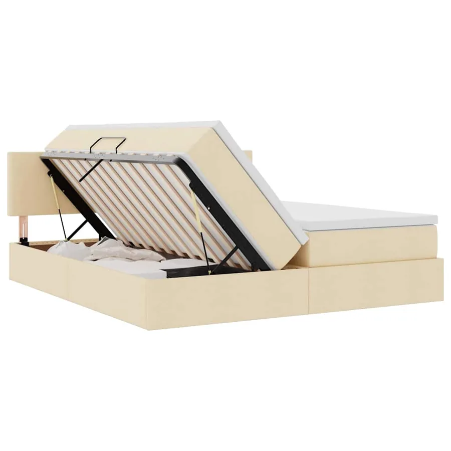 Lit de Rangement Crème 200 x 200 cm Cuir synthétique - 7