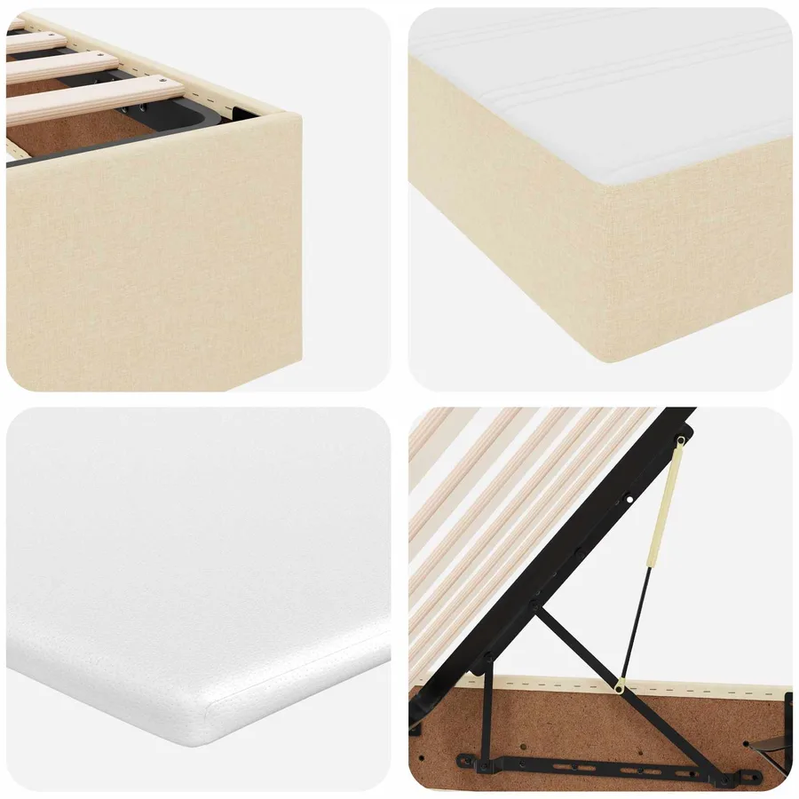 Lit avec rangement et matelas Crème 100 x 200 cm Polyester - 11