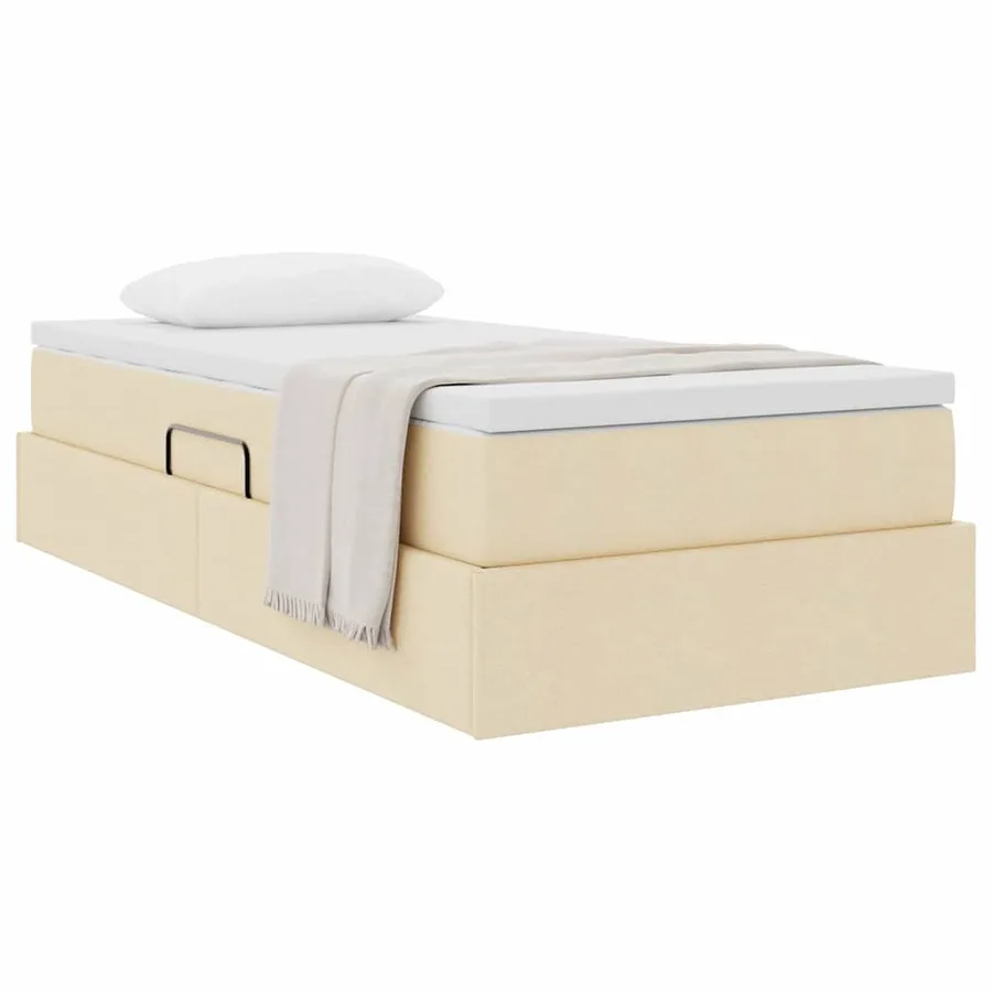 Lit avec rangement et matelas Crème 100 x 200 cm Polyester - 3