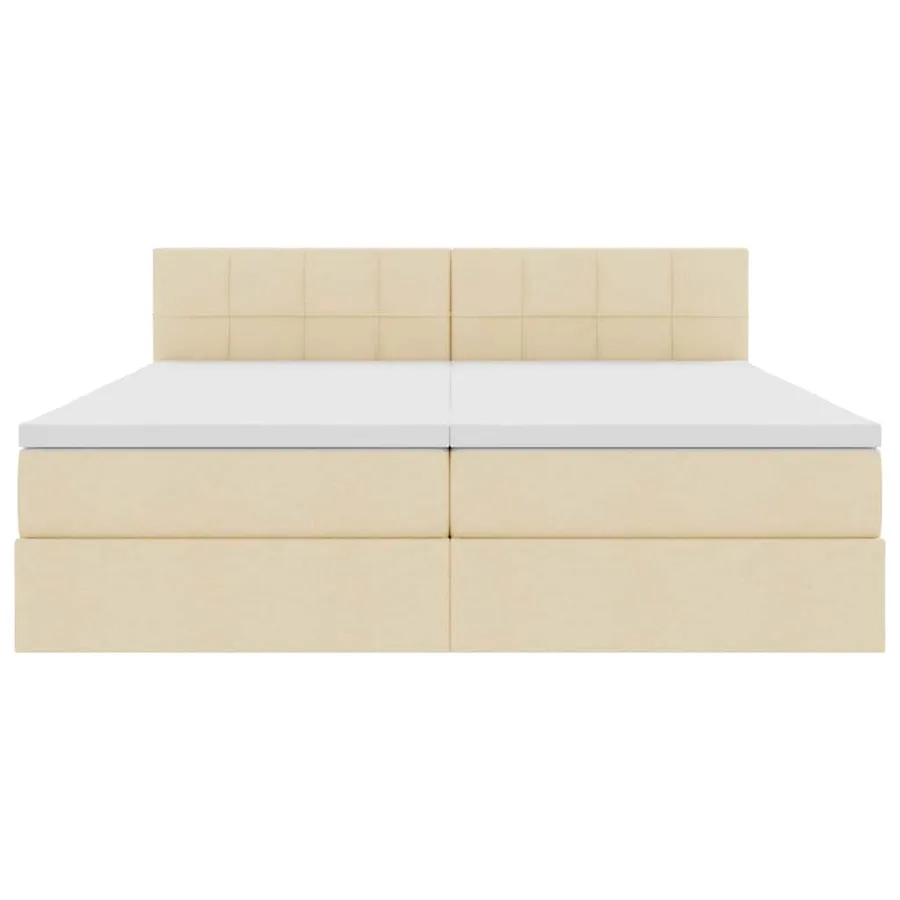 Lit de rangement LED avec matelas Crème 200 x 200 cm Tissu - 11