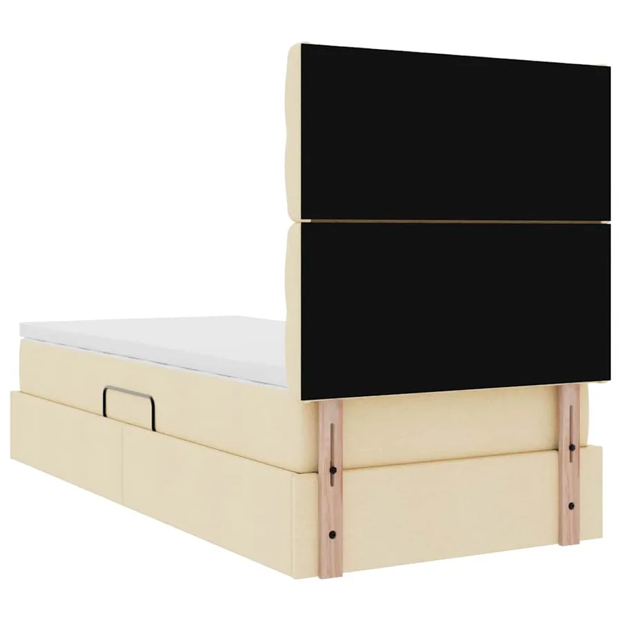 Lit de rangement LED avec matelas Crème 100 x 200 cm Tissu - 12