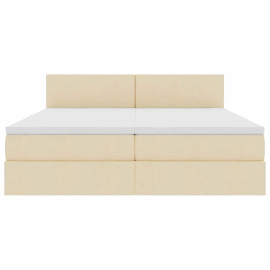 Lit de rangement LED avec matelas Crème 200 x 200 cm Tissu - 11