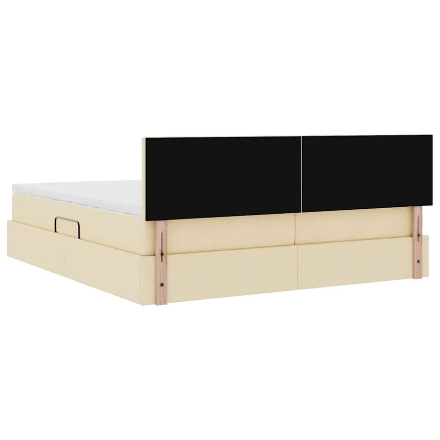 Lit de rangement LED avec matelas Crème 200 x 200 cm Tissu - 13