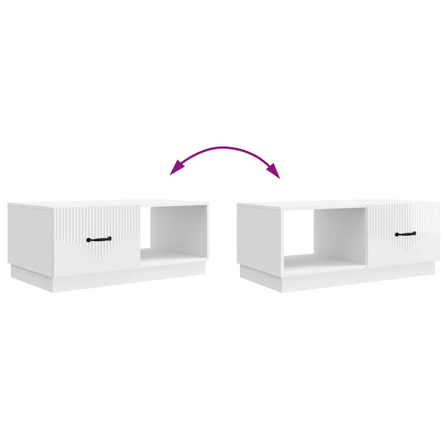 Table basse Blanc brillant 90 x 50 x 37 cm Bois d'ingénierie - 10