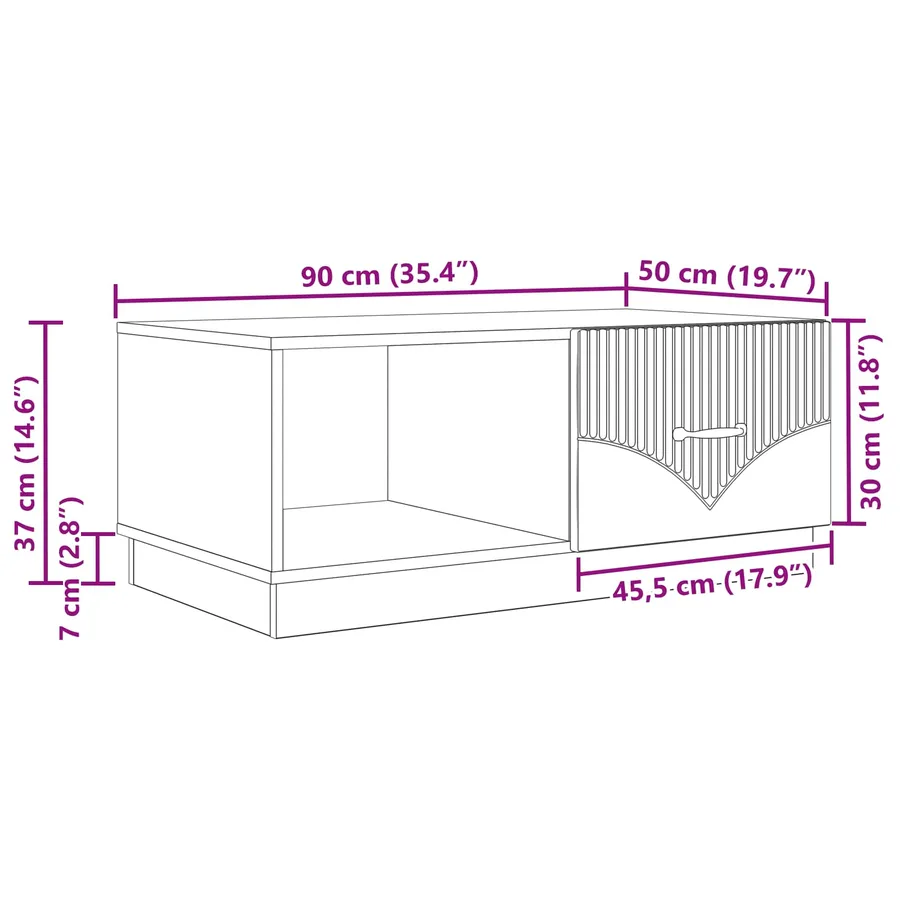 Table basse Blanc brillant 90 x 50 x 37 cm Bois d'ingénierie - 12