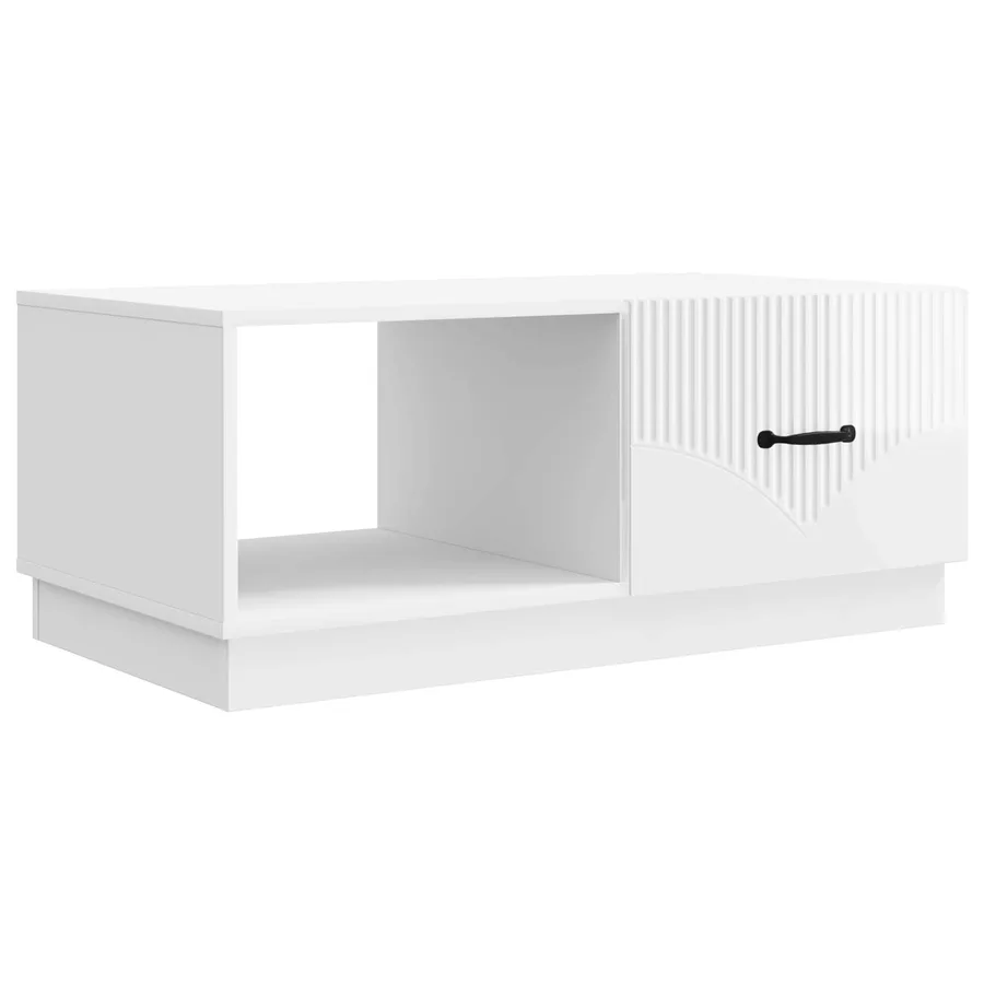 Table basse Blanc brillant 90 x 50 x 37 cm Bois d'ingénierie - 2