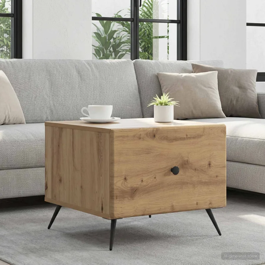 Table basse Chêne artisanal 49 x 50 x 40 cm Bois d'ingénierie