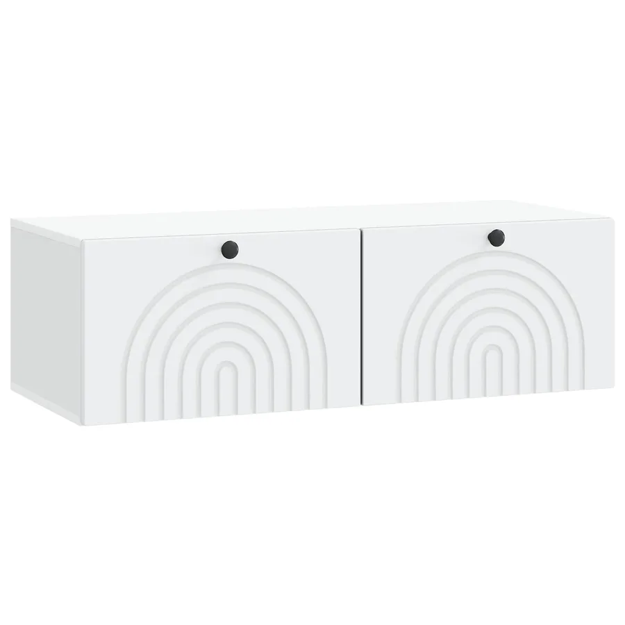 Meuble TV mural Blanc 99 x 41 x 30 cm Bois d'ingénierie - 2