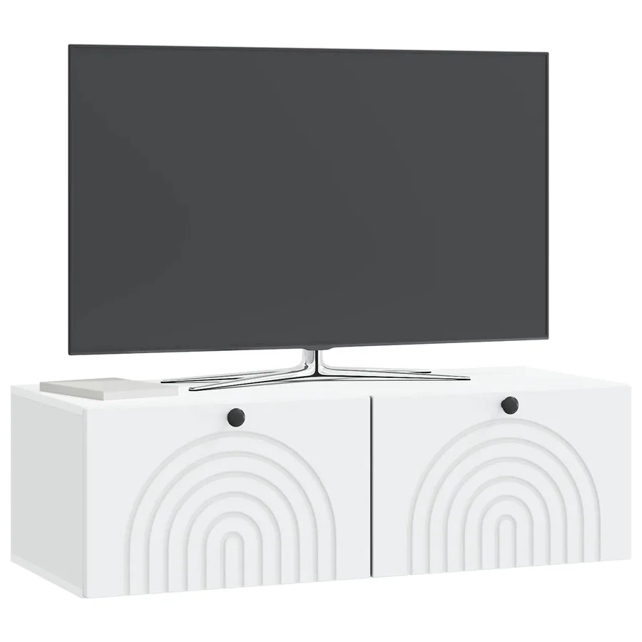 Meuble TV mural Blanc 99 x 41 x 30 cm Bois d'ingénierie - 3
