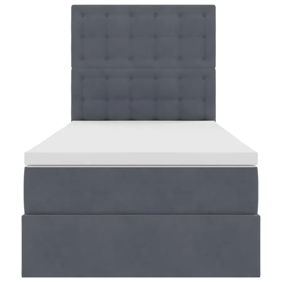 Lit avec rangement et matelas Gris foncé 100 x 200 cm Velours - 7
