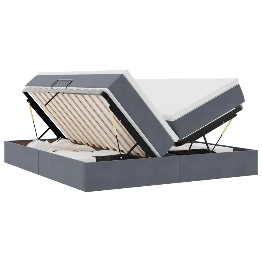 Lit avec rangement et matelas Gris foncé 180 x 200 cm Velours - 2