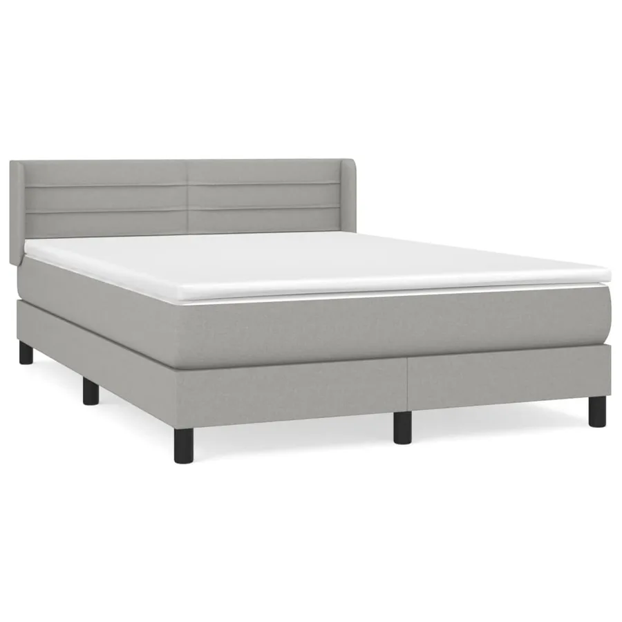 Slatted bed base with mattress Light grey 140x190cm Fabric - 2