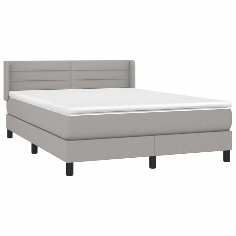 Sommier à lattes de lit avec matelas Gris clair 140x190cm Tissu - 3