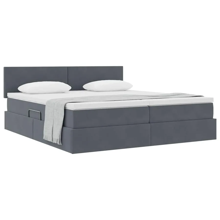 Lit de Rangement avec matelas Gris foncé 100 x 200 cm - 3