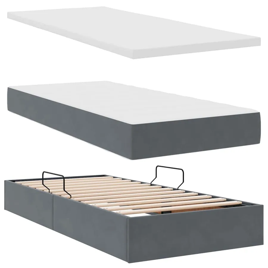 Lit de rangement LED avec matelas Gris foncé 200 x 200 cm - 9