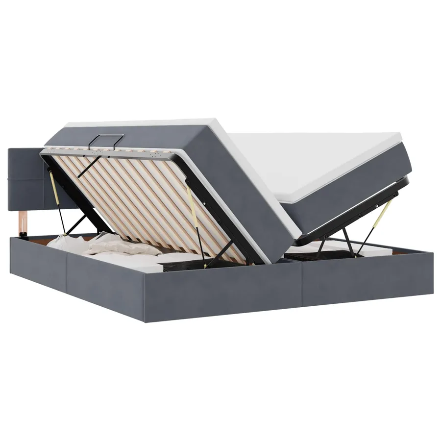 Lit de Rangement avec matelas Gris foncé 100 x 200 cm - 2