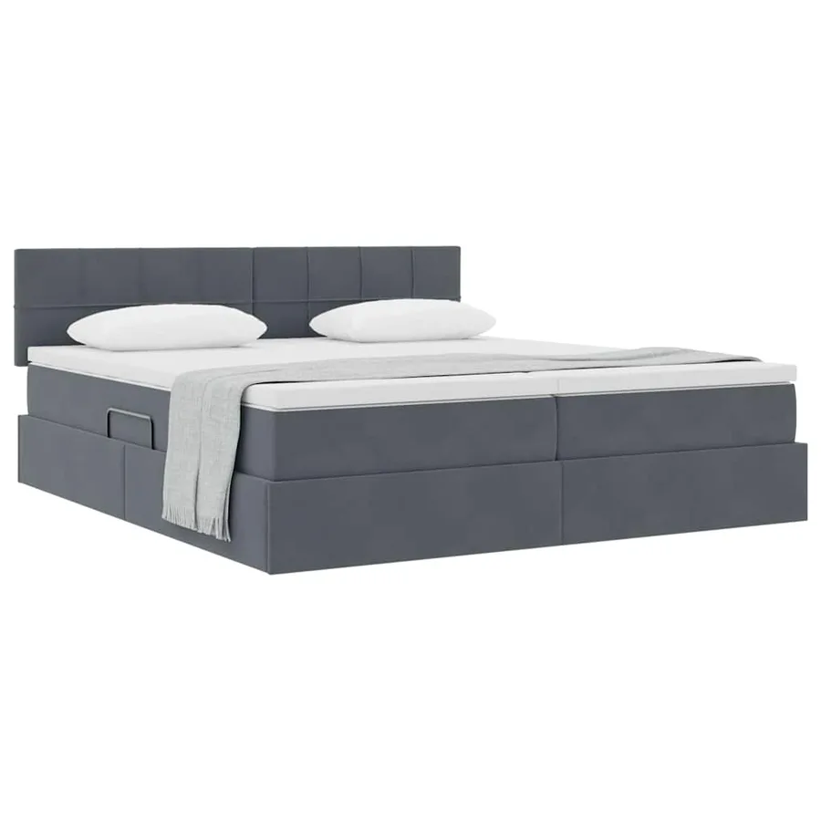 Lit de Rangement avec matelas Gris foncé 100 x 200 cm - 3