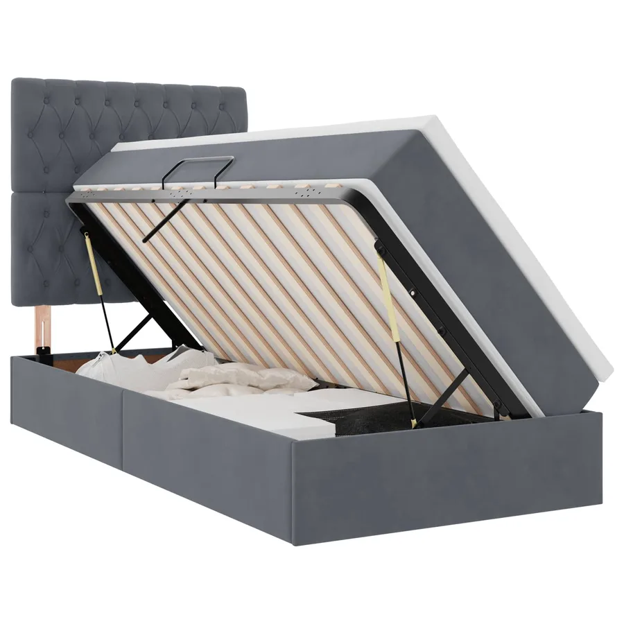 Lit de rangement LED avec matelas Gris foncé 100 x 200 cm - 2