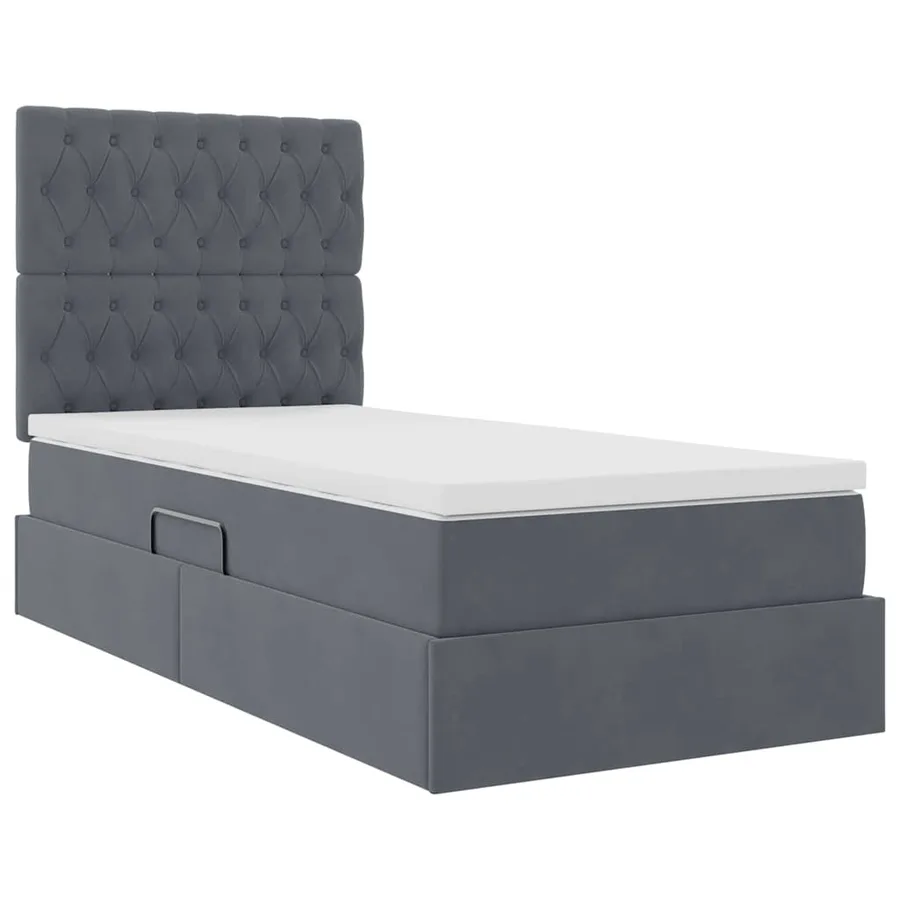 Lit de rangement LED avec matelas Gris foncé 100 x 200 cm - 6