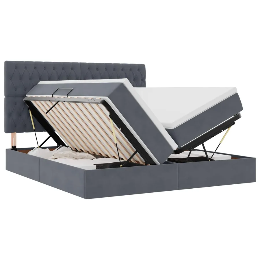 Lit de rangement LED avec matelas Gris foncé 180 x 200 cm - 2