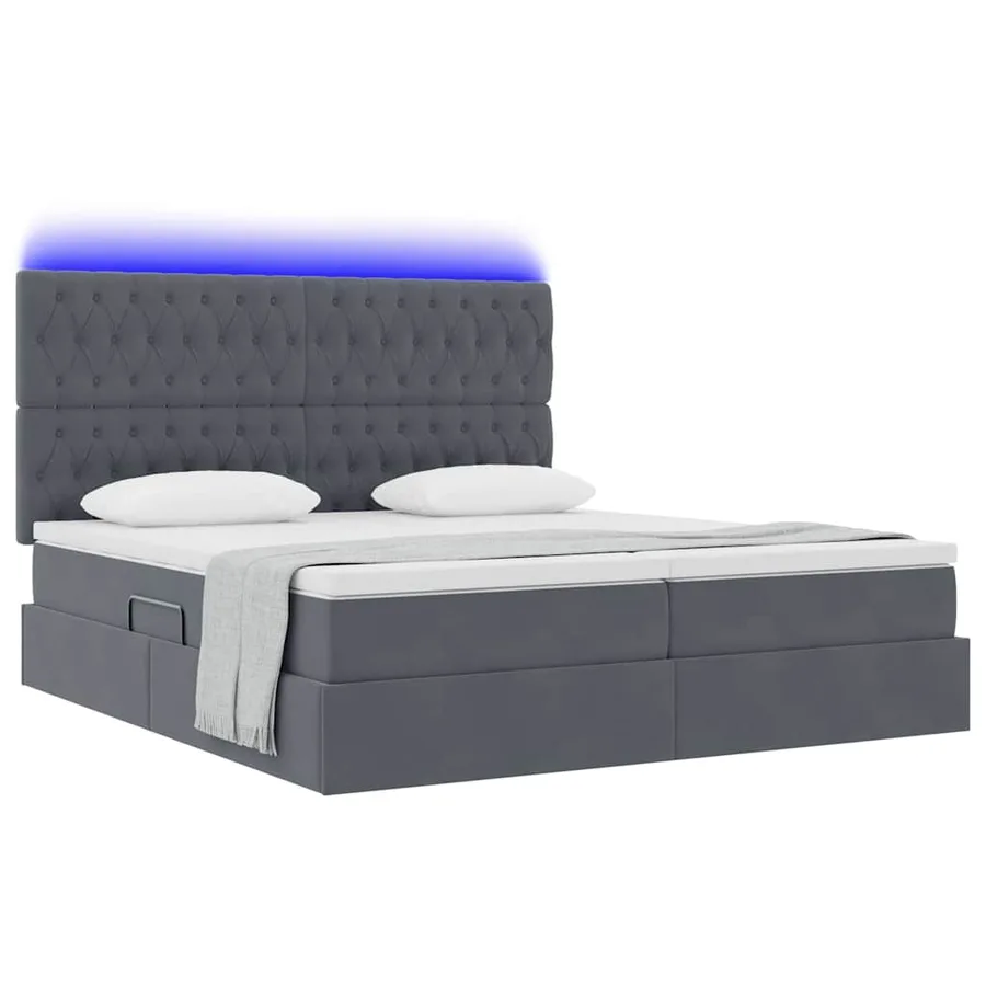 Lit de rangement LED avec matelas Gris foncé 180 x 200 cm - 3