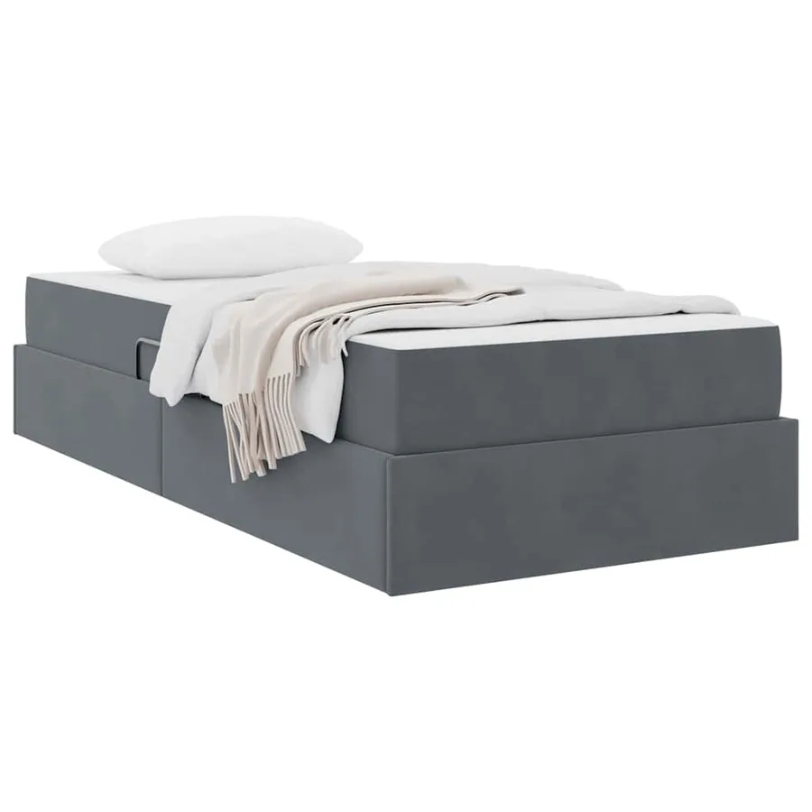 Lit avec rangement et matelas Gris foncé 90 x 200 cm Velours - 3