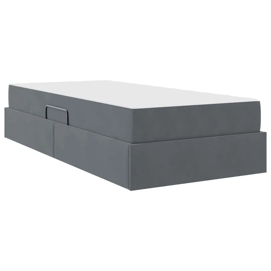 Lit avec rangement et matelas Gris foncé 90 x 200 cm Velours - 8