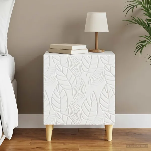 Table de chevet Blanc 43 x 34,5 x 50 cm Bois d'ingénierie