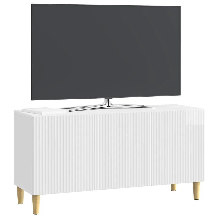 Meuble TV Blanc brillant 99 x 34,5 x 50 cm Bois d'ingénierie - 3