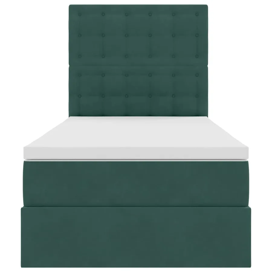Lit avec rangement et matelas Vert foncé 100 x 200 cm Velours - 7