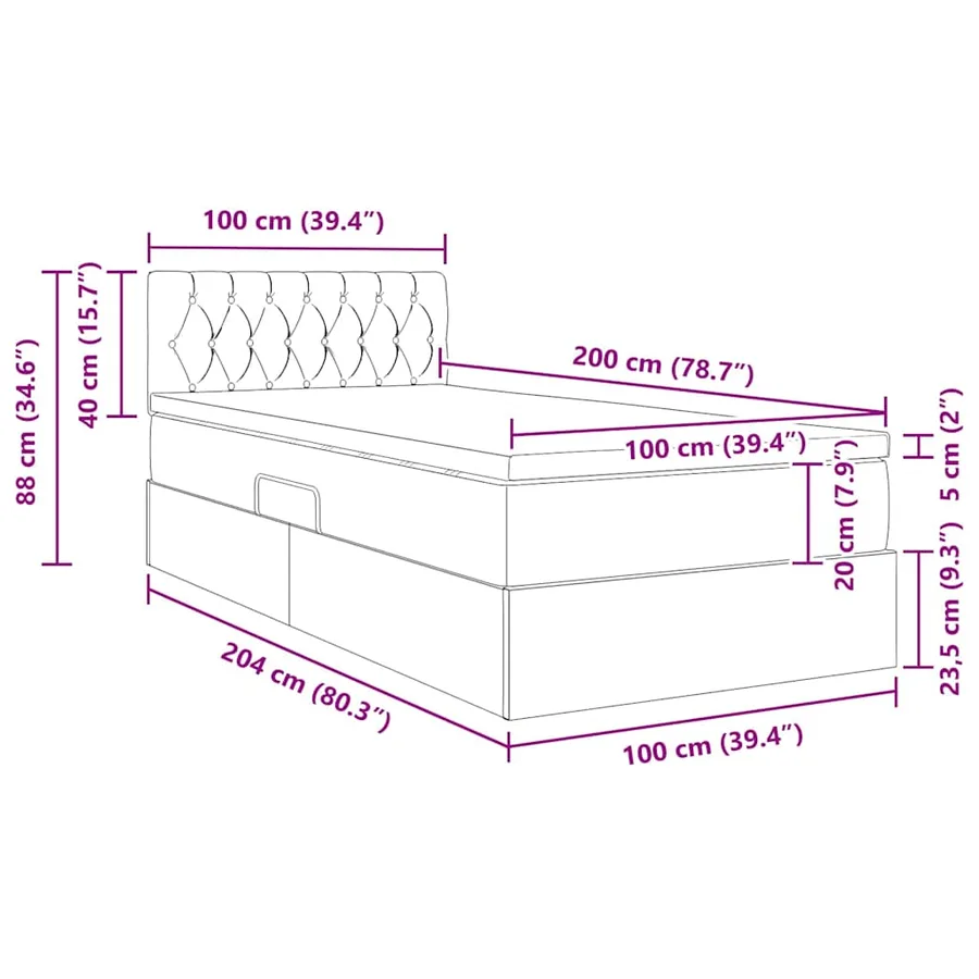 Lit de rangement LED avec matelas Vert foncé 100 x 200 cm - 17
