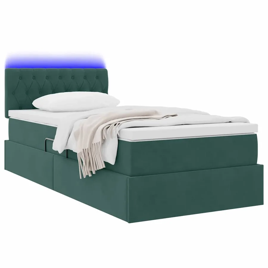 Lit de rangement LED avec matelas Vert foncé 100 x 200 cm - 3