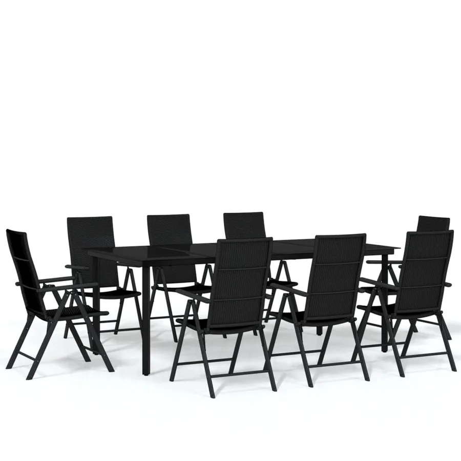 Ensemble à manger de jardin 9 pcs Noir - 2