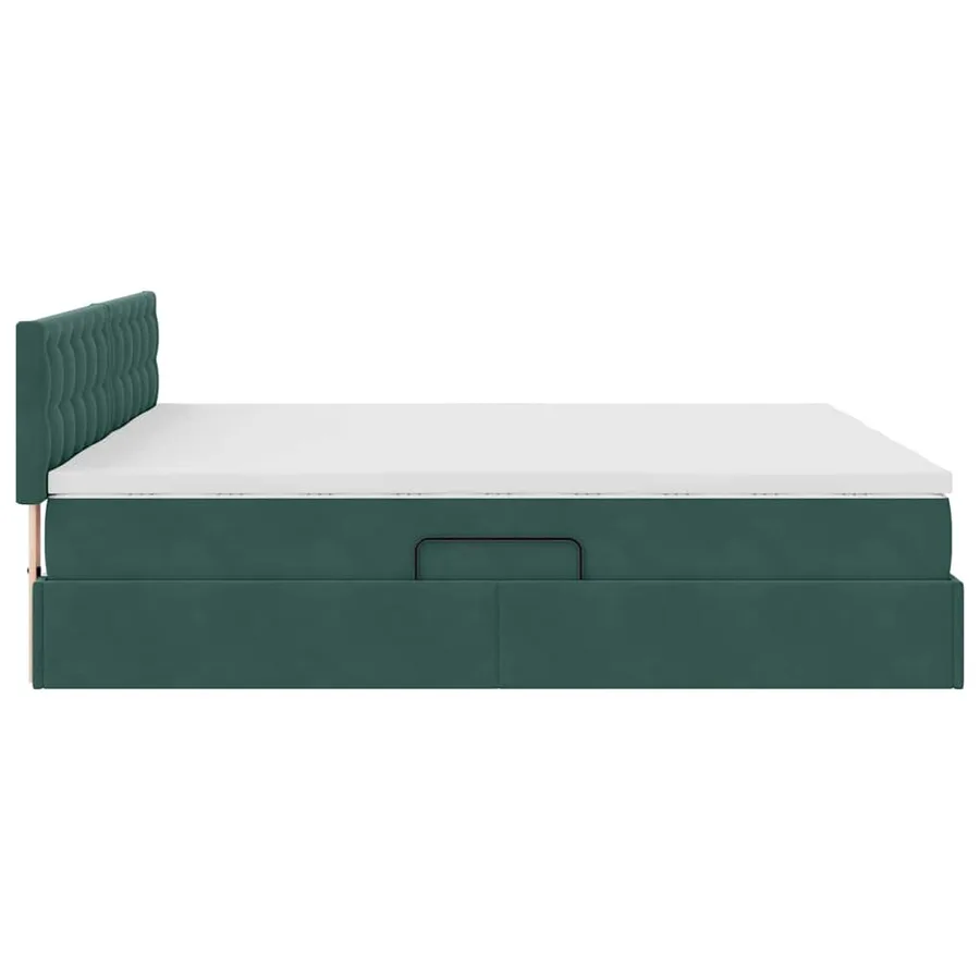 Lit de rangement LED avec matelas Vert foncé 200 x 200 cm - 12