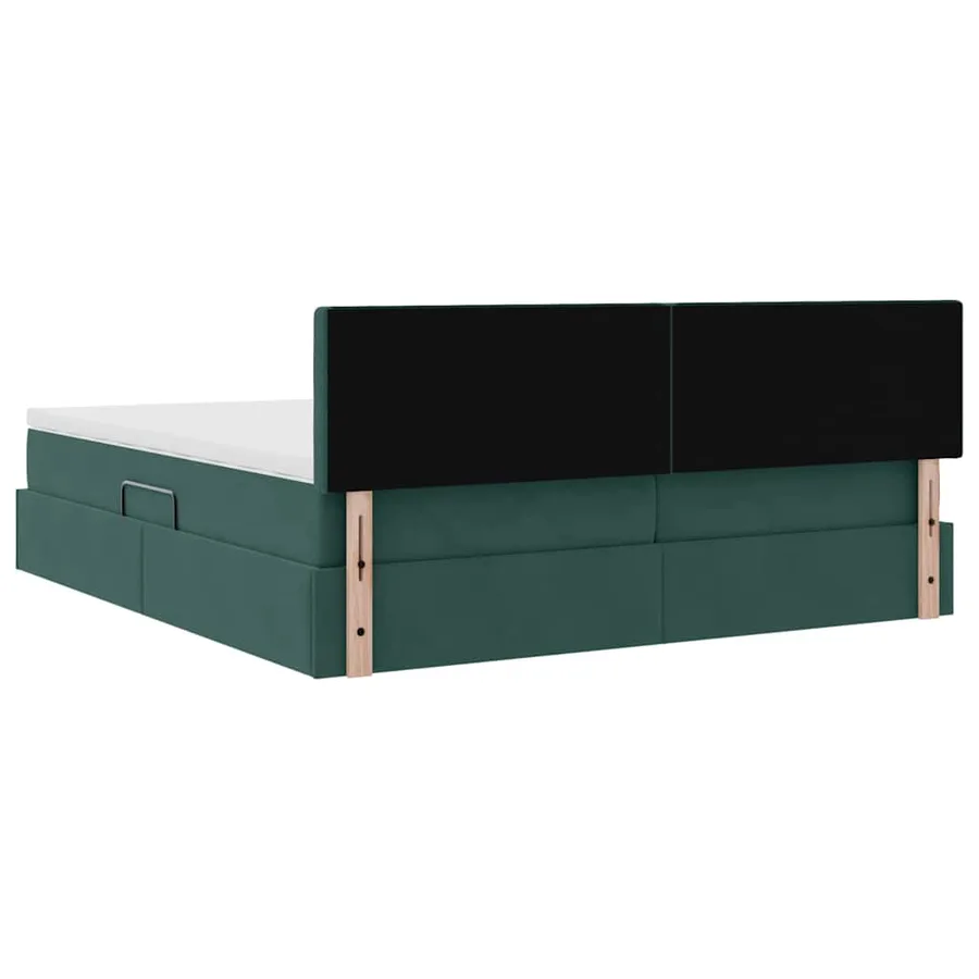 Lit de rangement LED avec matelas Vert foncé 200 x 200 cm - 13