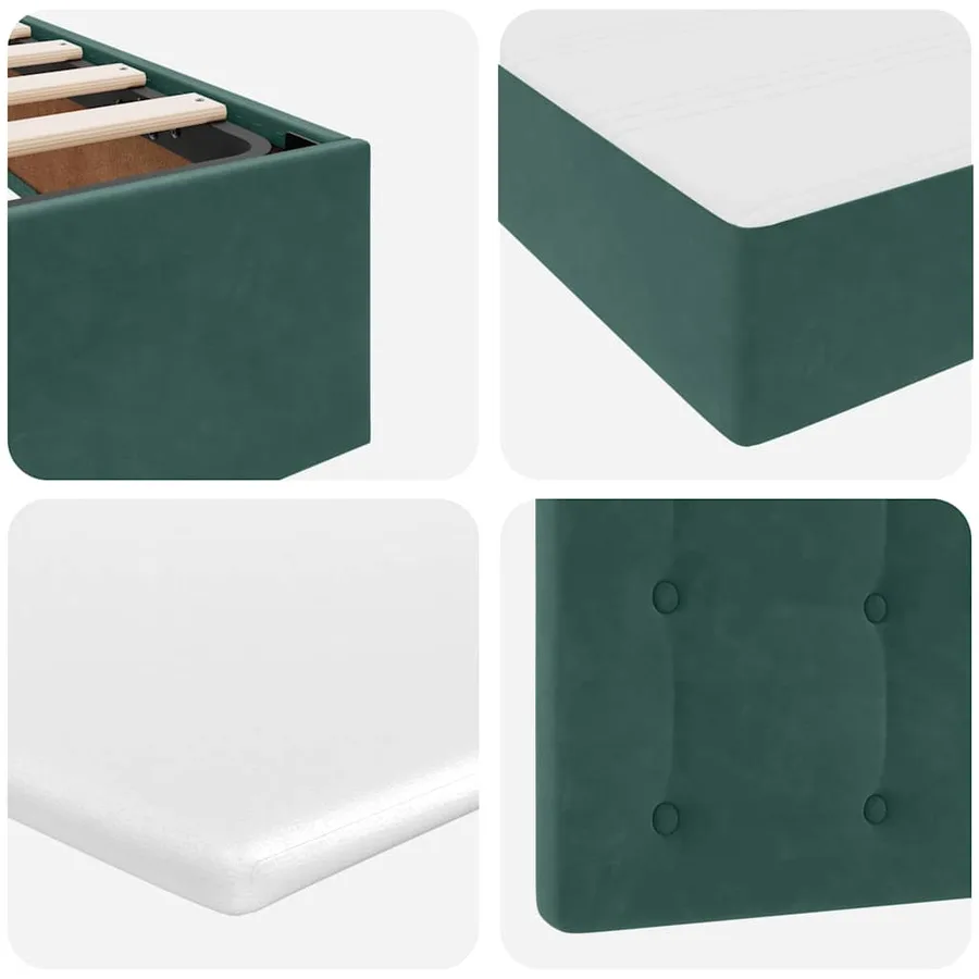 Lit de rangement LED avec matelas Vert foncé 200 x 200 cm - 14