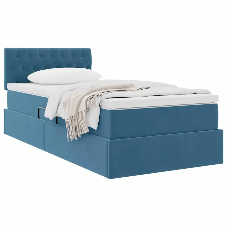 Lit de Rangement avec matelas Bleu foncé 90 x 200 cm Velours - 3