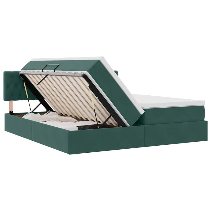 Lit de Rangement avec matelas Vert foncé 100 x 200 cm - 7