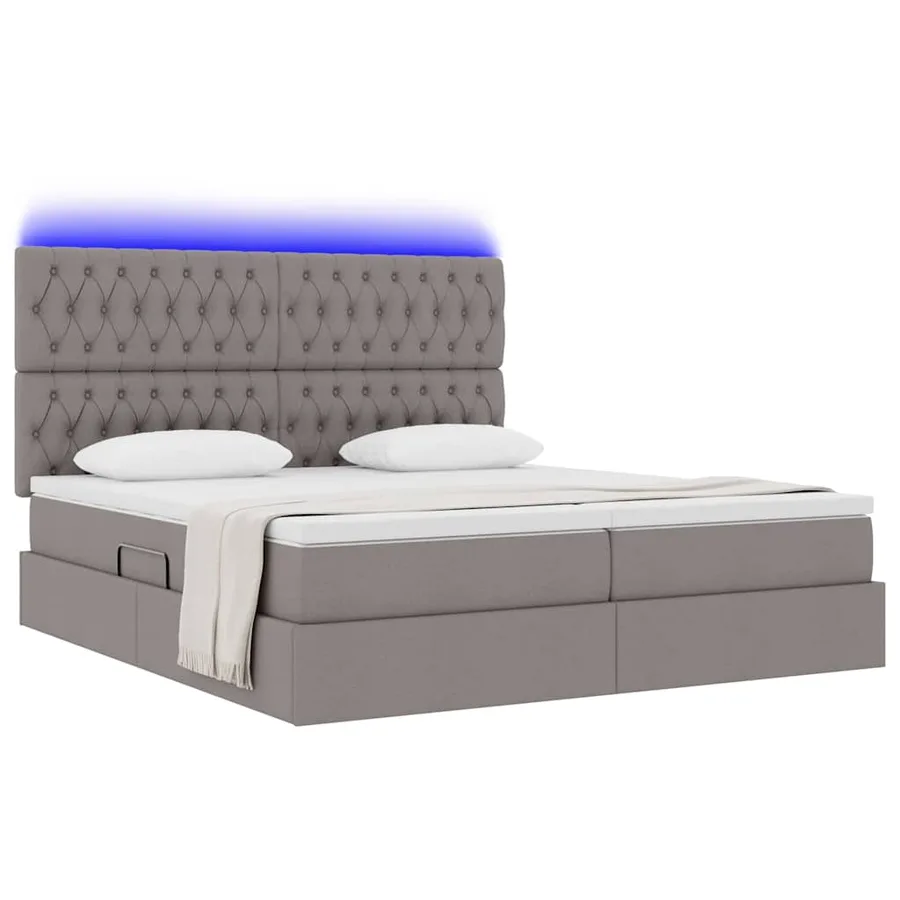 Lit de rangement LED avec matelas Taupe 200 x 200 cm Tissu - 3