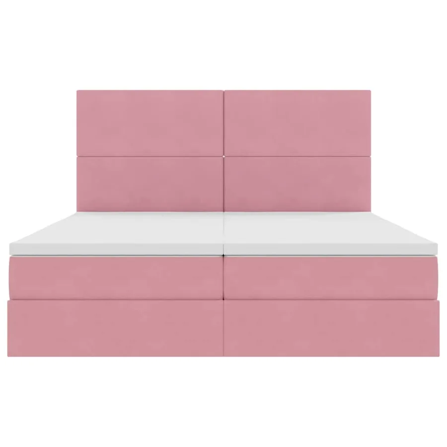 Lit de rangement LED avec matelas Rose 200 x 200 cm Velours - 11