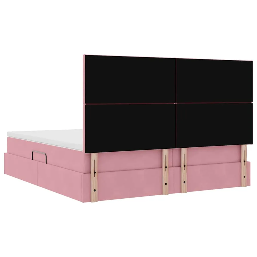 Lit de rangement LED avec matelas Rose 200 x 200 cm Velours - 13