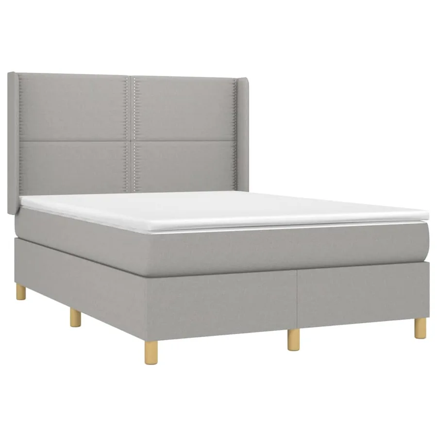 Sommier à lattes de lit matelas LED Gris clair 140x200 cm Tissu - 4