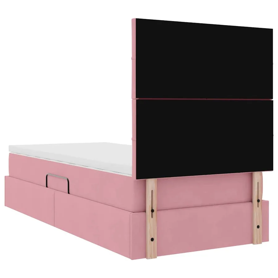 Lit avec rangement et matelas Rose 100 x 200 cm Velours - 11