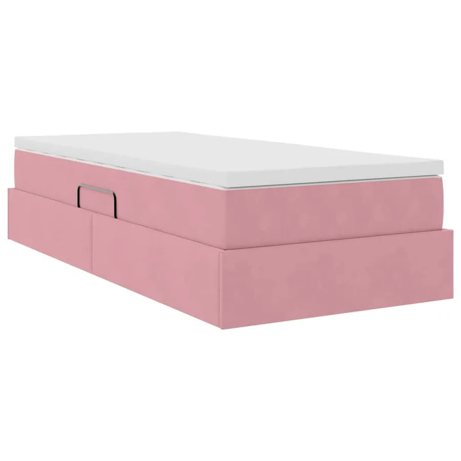 Lit avec rangement et matelas Rose 100 x 200 cm Velours - 8