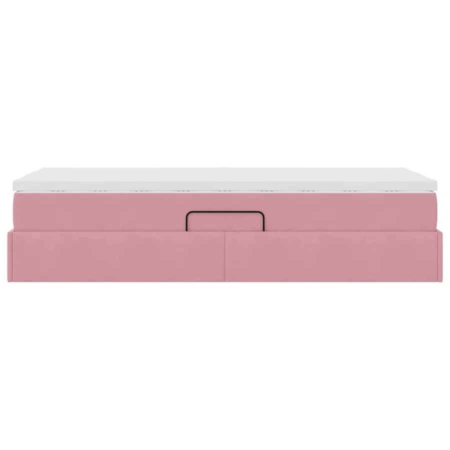 Lit avec rangement et matelas Rose 100 x 200 cm Velours - 9