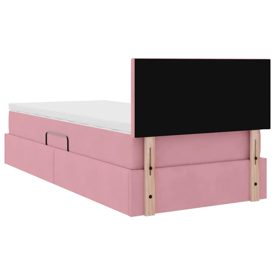 Lit de rangement LED avec matelas Rose 100 x 200 cm Velours - 12