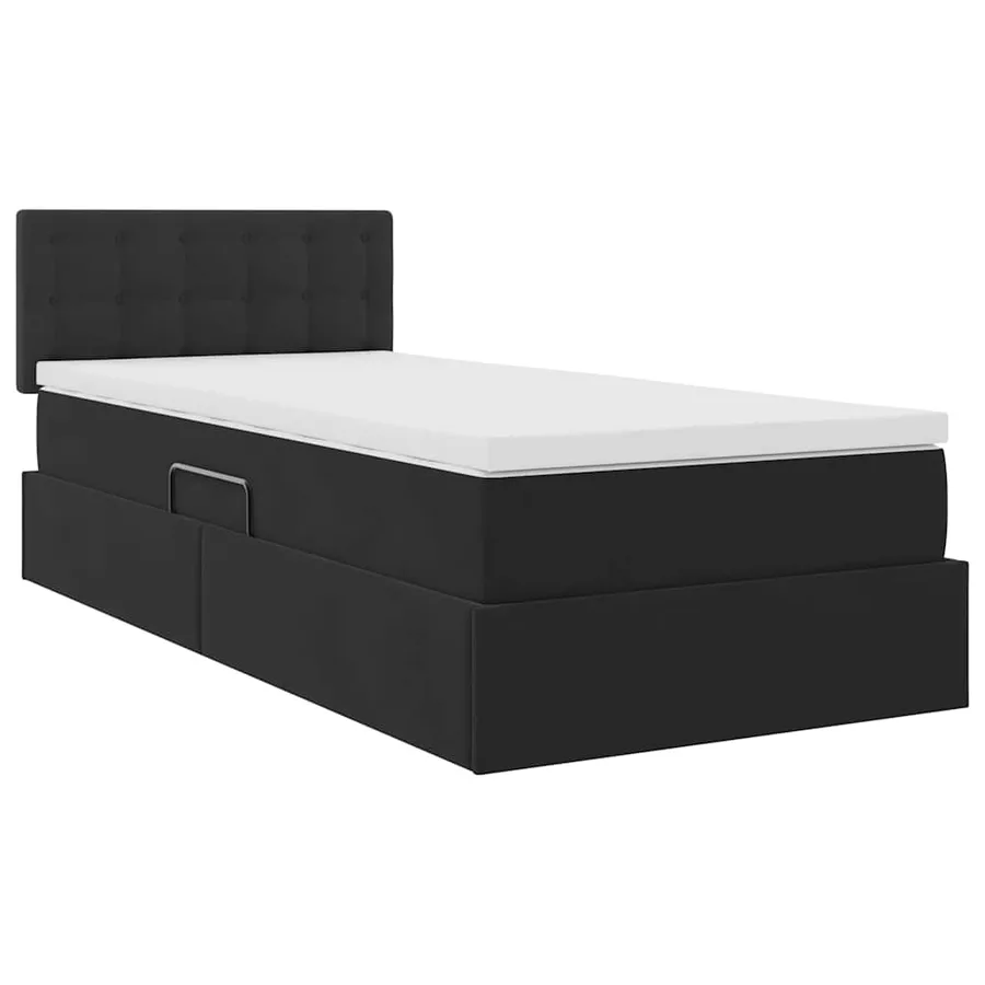 Lit de rangement LED avec matelas Noir 100 x 200 cm Velours - 6