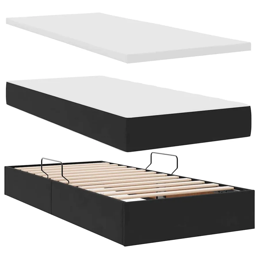 Lit de rangement LED avec matelas Noir 100 x 200 cm Velours - 9