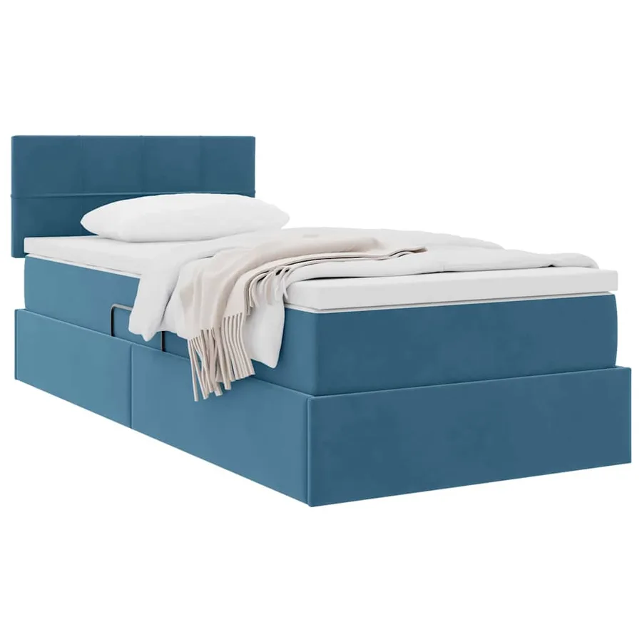 Lit de Rangement avec matelas Bleu foncé 100 x 200 cm Velours - 3